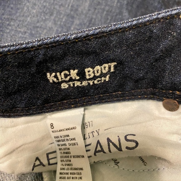 American Eagle Outfitters Kick Bootcut Medium Dark Wash Jeans Y2K Stretch Size 8 - Picture 5 of 9